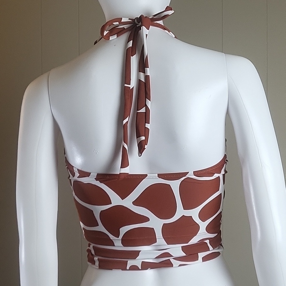 Coral Reef Swim Giraffe Print Two Piece High Waisted Halter Bikini Swims… - Picture 5 of 15